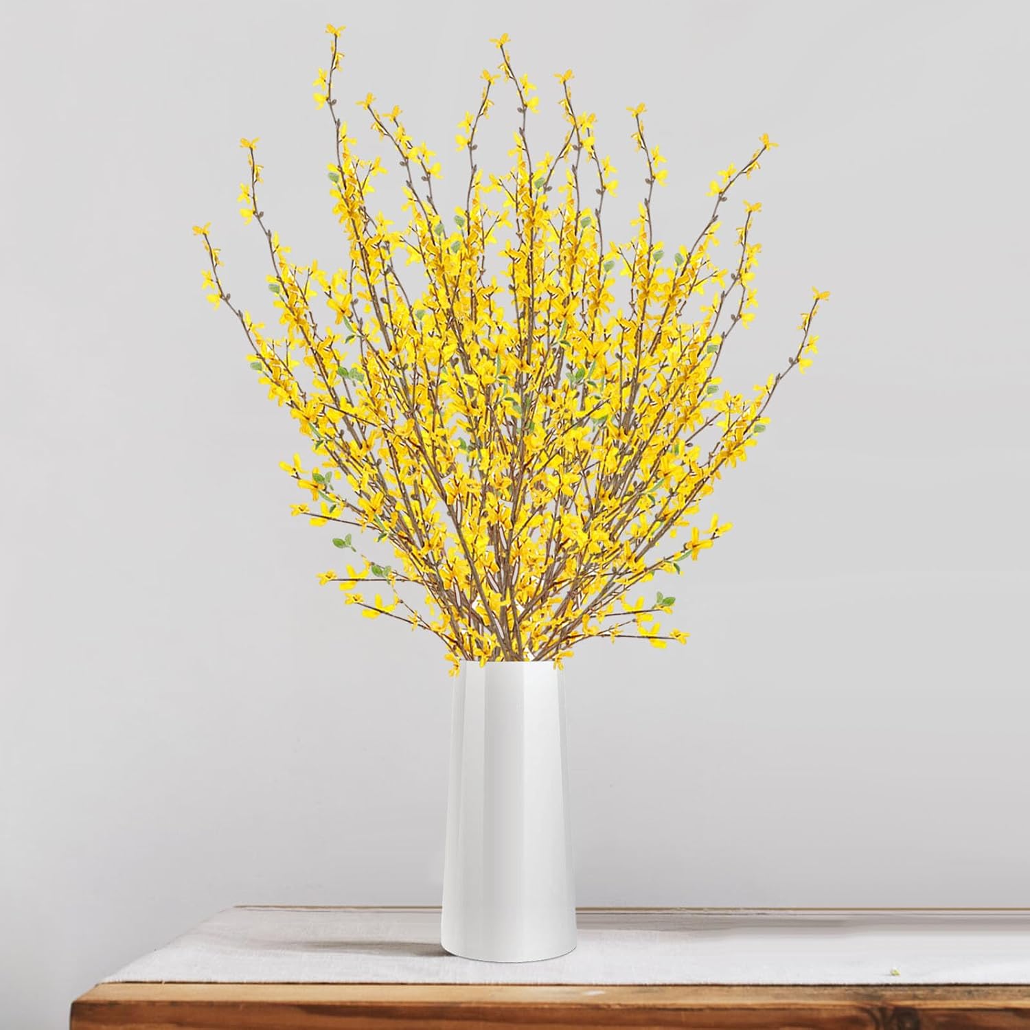 Artificial Forsythia Flowers,5Pcs 39.4 Inch Artificial Forsythia Blossom Jasmine Stems Fake Silk Forsythia Branches For Flower Arrangement Wedding Home Office Decoration