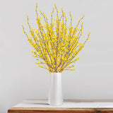 Artificial Forsythia Flowers,5Pcs 39.4 Inch Artificial Forsythia Blossom Jasmine Stems Fake Silk Forsythia Branches For Flower Arrangement Wedding Home Office Decoration