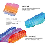 Acrylic Paint Set 24 Colors Craft Paints In Tubes With 10 Art Brushes Rich Pigment For Artists Beginners Kids Painting On Canvas Wood Fabric Crafts, 36Ml/Tube