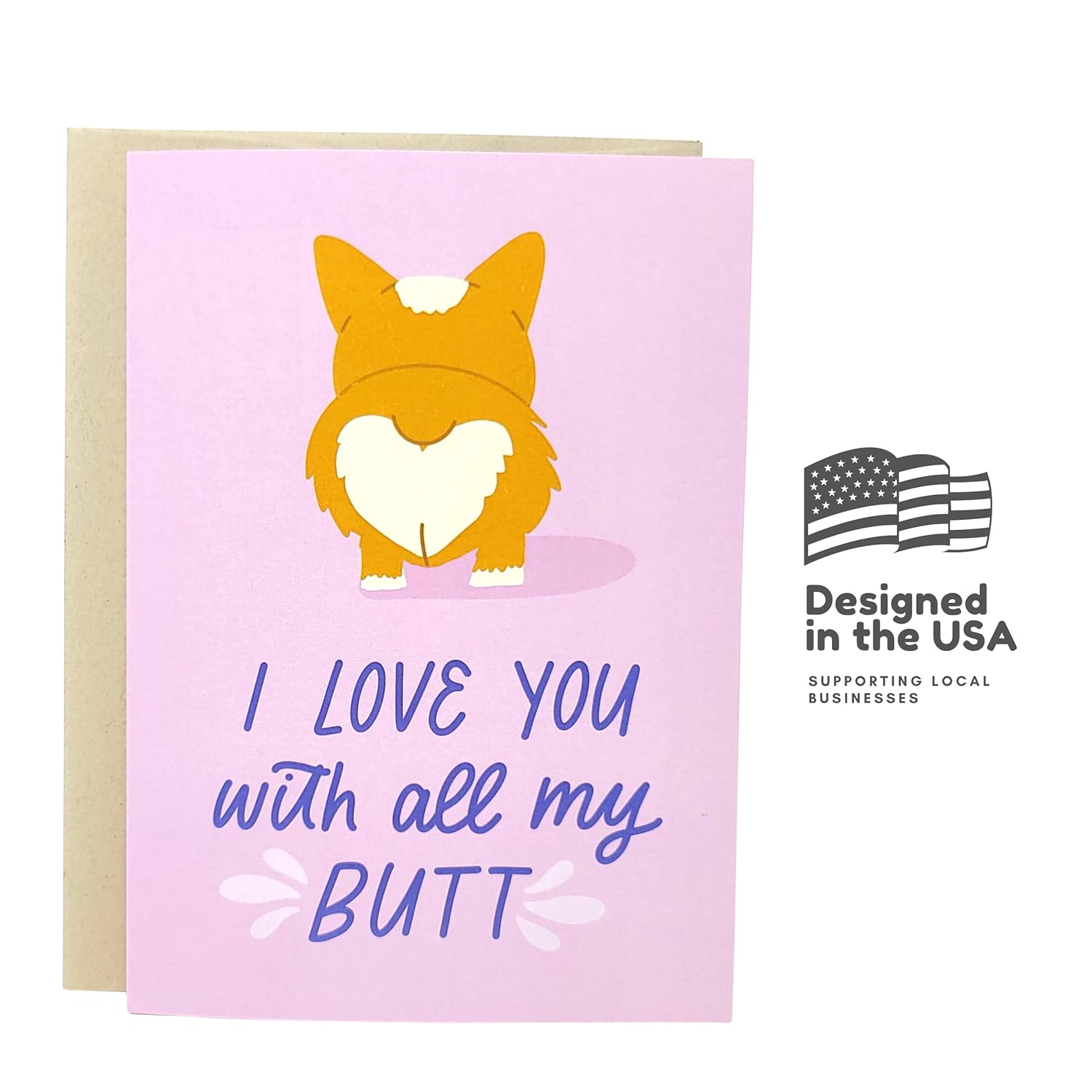 Funny Dog Birthday Card For Him Her | Valentine'S Day Card For Boyfriend Husband Girlfriend Wife Fiance | I Love You Dog Card | Puppy Corgi Butt Anniversary Card For Men Women