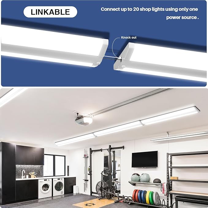 6 Pack Ultra Slim 4FT LED Wraparound Lights 50W 5600LM 5000K Flush Mount Shop Lights for Garage Kitchen