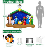 8 Ft Long 5.5 Ft Tall Christmas Inflatables African American Black Nativity Scene Set Outdoor Decorations With Angel, Bu