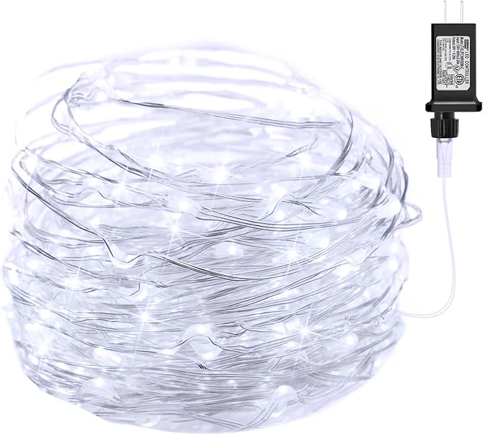 100 LED Fairy Lights 33FT Pure White Firefly String Lights Waterproof Copper Wire for Bedroom Wedding Party Christmas Decor