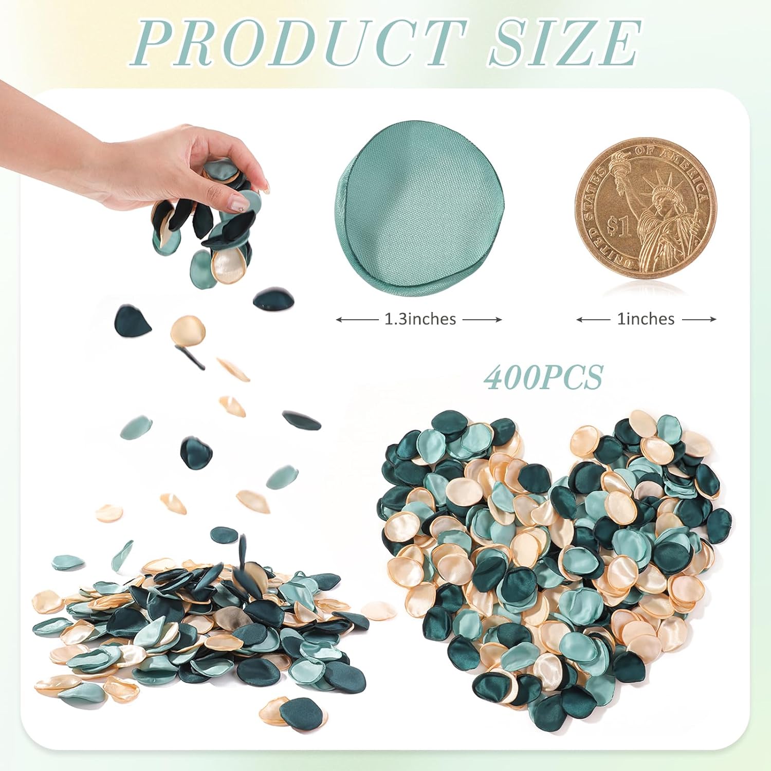 400 Pcs Silk Rose Petals Artificial Flower Petals For Wedding Flower Girl Basket Aisle Scatter Dinner Table Centerpieces Party Bridal Shower Romantic Night Decoration (Green)