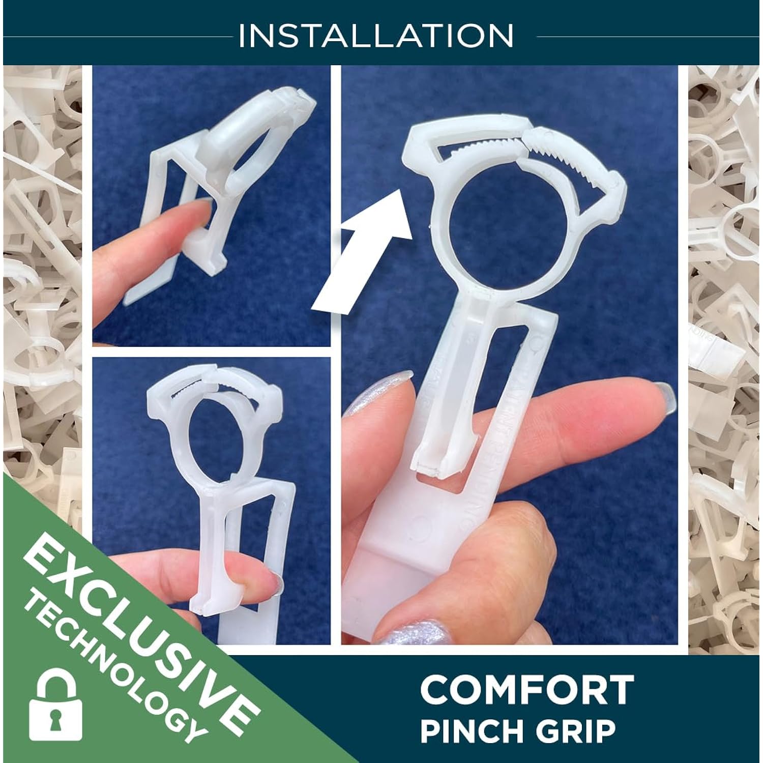 Outdoor Light Clips For String Lights With Halo Lock (100 Pack, White) – Gutter/Tile/Shingle Clips | Uv Protected, Easy Install Christmas Light Clips, Made In Usa