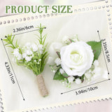 2Pcs White Baby’S Breath Corsage Wrist Flower Artificial Hand Flower And Boutonniere Set For Homecoming Graduation Prom Bridal Wedding Party