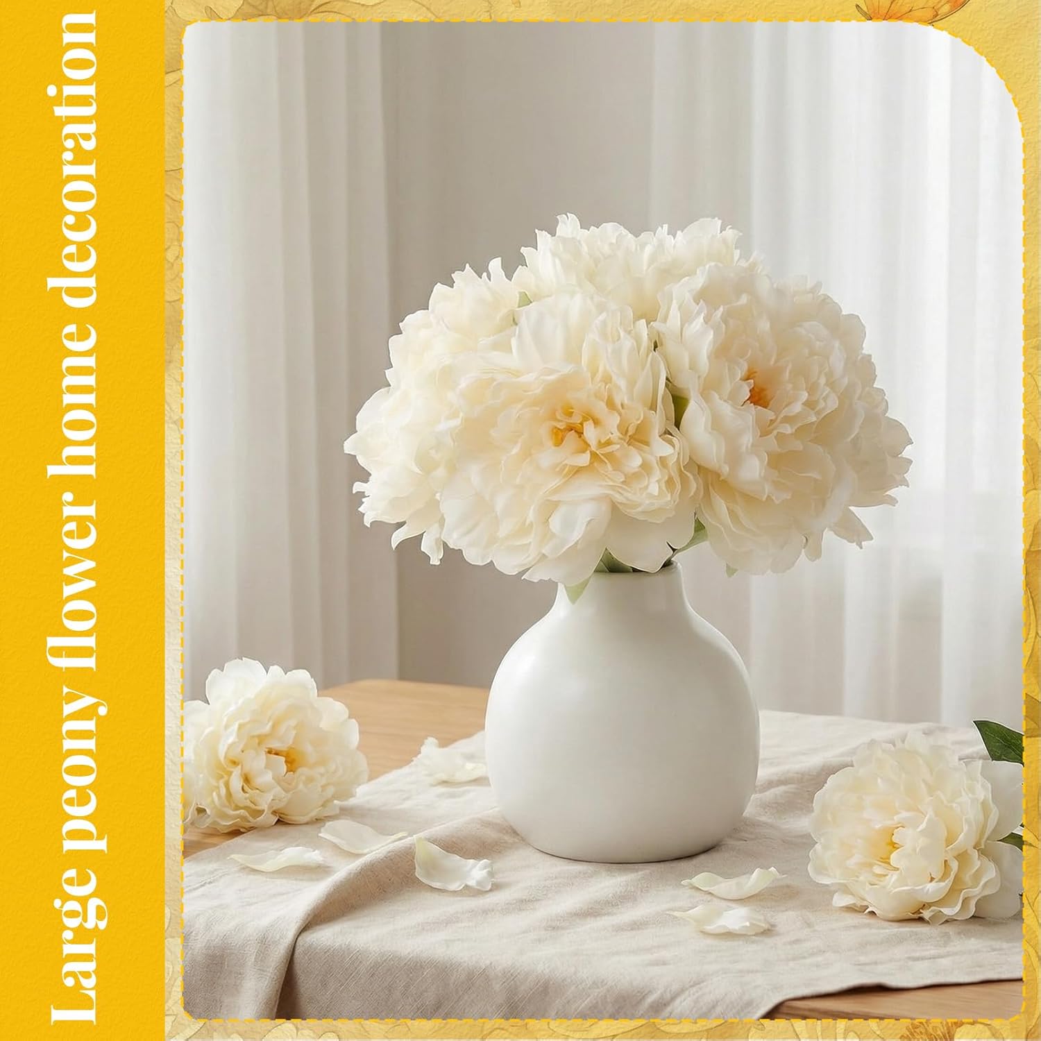 50 Pcs 5.5 Inches Peonies Artificial Flowers With Wire Branch Silk Realistic Blooming Fake Peonies Rose Bouquets For Wedding Table Centerpiece Diy Craft Party Home Decor(Beige)