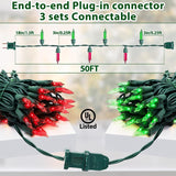 Christmas Lights 50Ft 200 Count Incandescent Bulbs Red And Green Mini Lights With Green Wire For Christmas Tree, Garland