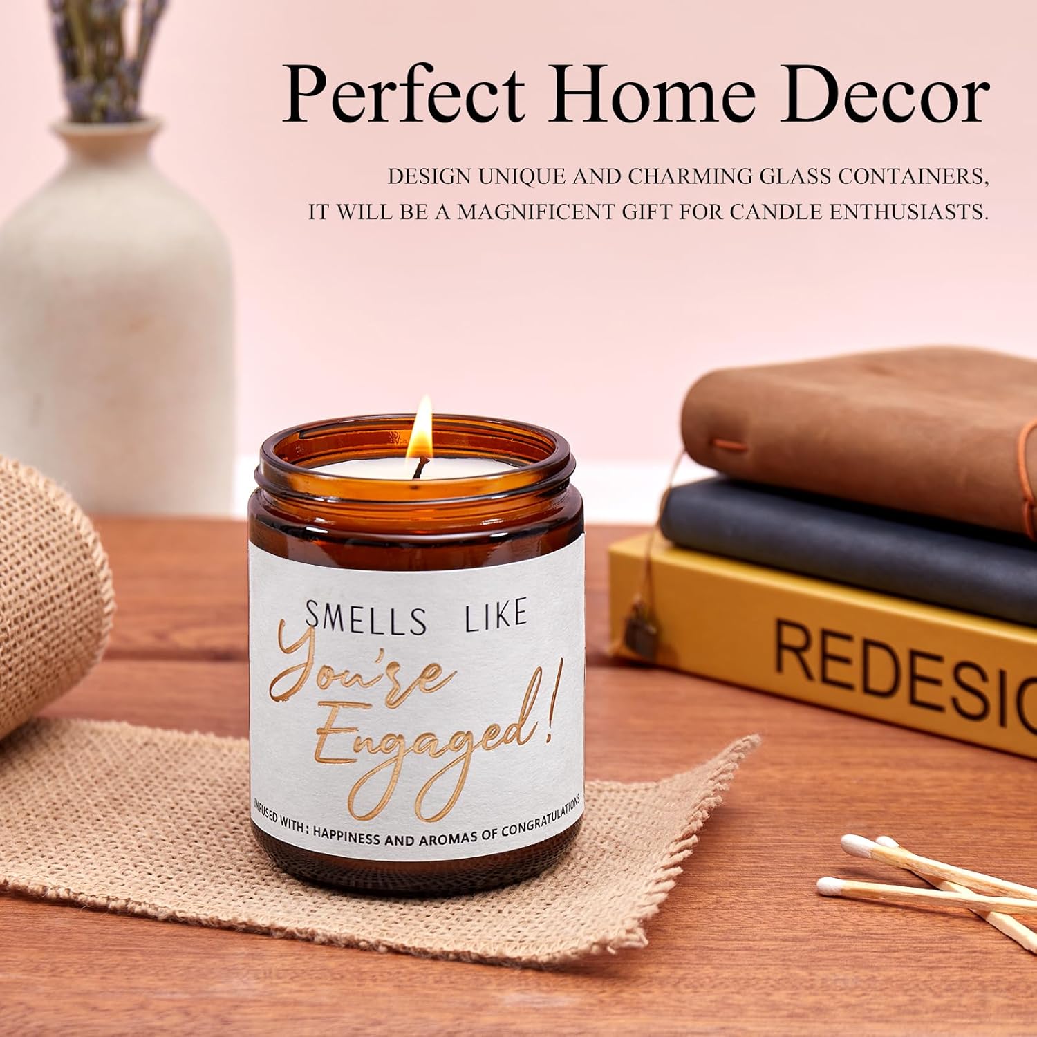 Engagement Gifts For Couples, Engaged 2026 Lavender Bergamot Scented Soy Candle, Perfect For Engagement Party, Bridal Shower And Anniversary Celebrations (Engaged)