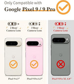 Pixel 9/9 Pro Case, Clear Floral, 2X Screen Protectors, Slim, Shockproof, Black