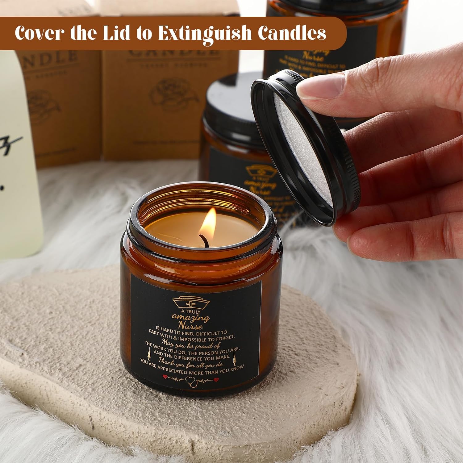 12 Pcs Nurse Appreciation Gifts Scented Candles 3.5 Oz Soy Wax Candles For Nurses Week Registered New Future Practitioner School Graduation Gifts (12 Fresh Scents,Brown)