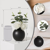 Artificial Flowers With Ceramic Vase, 2 Pcs Fake Plants Combination Of Six White Roses And Greenery, Small Plant Potted For Offices, Indoor, Bookshelf, Bedroom, Living Room, Wedding Decorations