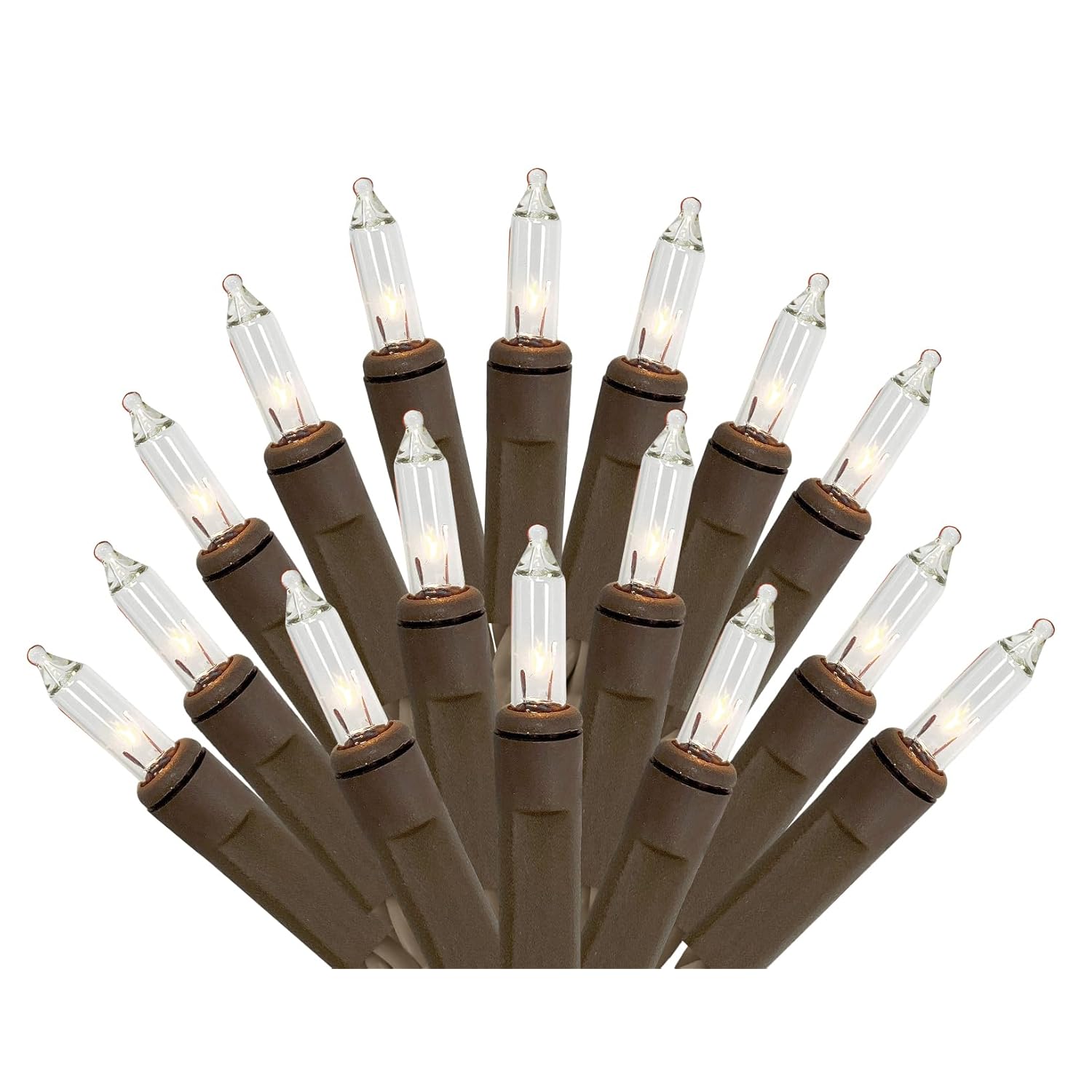Holiday Pride Clear Christmas Lights With Brown Wire - 100 Count - Warm White Christmas Tree Lights With Brown Cord (22.