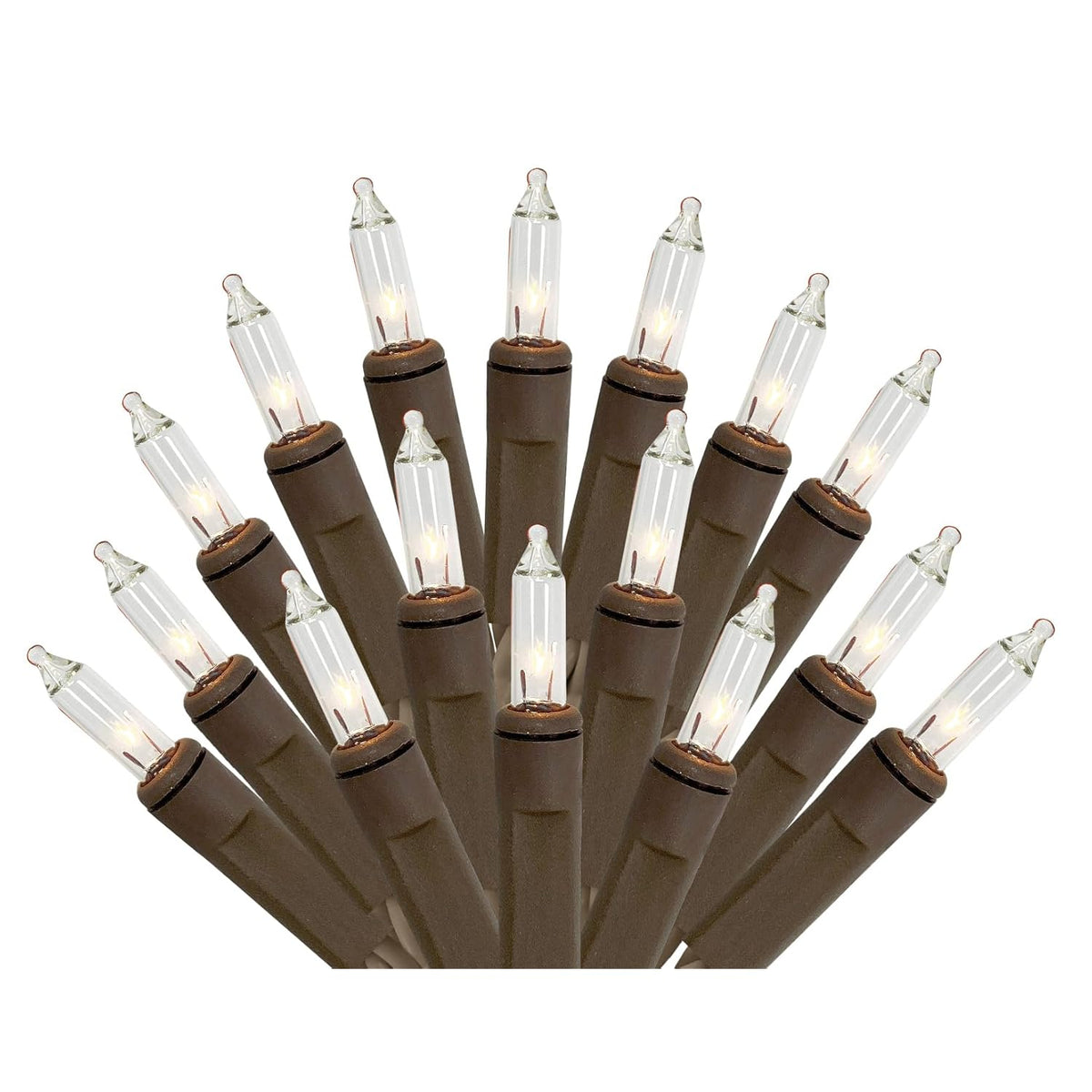 Holiday Pride Clear Christmas Lights With Brown Wire - 100 Count - Warm White Christmas Tree Lights With Brown Cord (22.