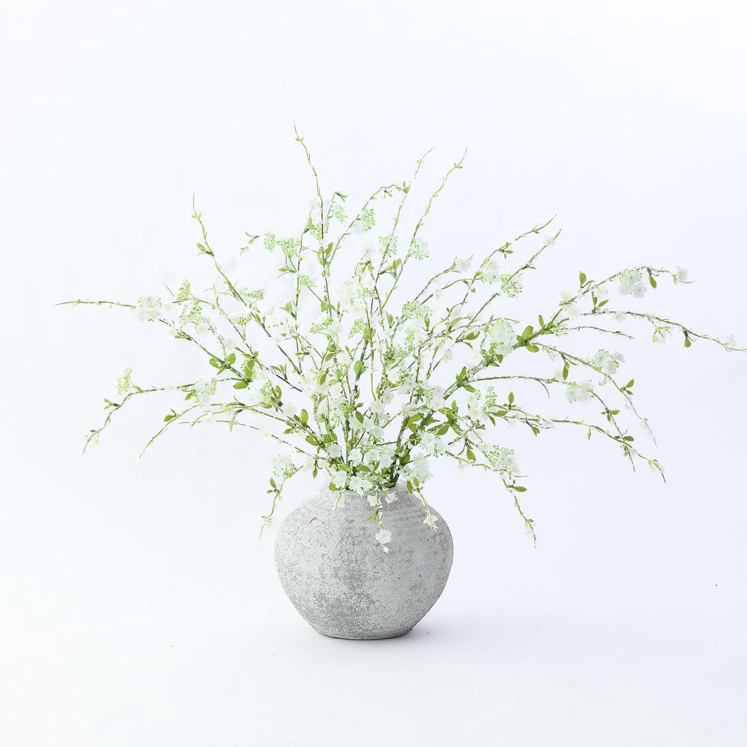 3Pcs 45" Artificial Cherry Blossom Branches White Fake Silk Cherry Blossoms Flowers With Long Stem For Wedding Decorations Table Centerpieces Vase Arrangement Home Decor (White)