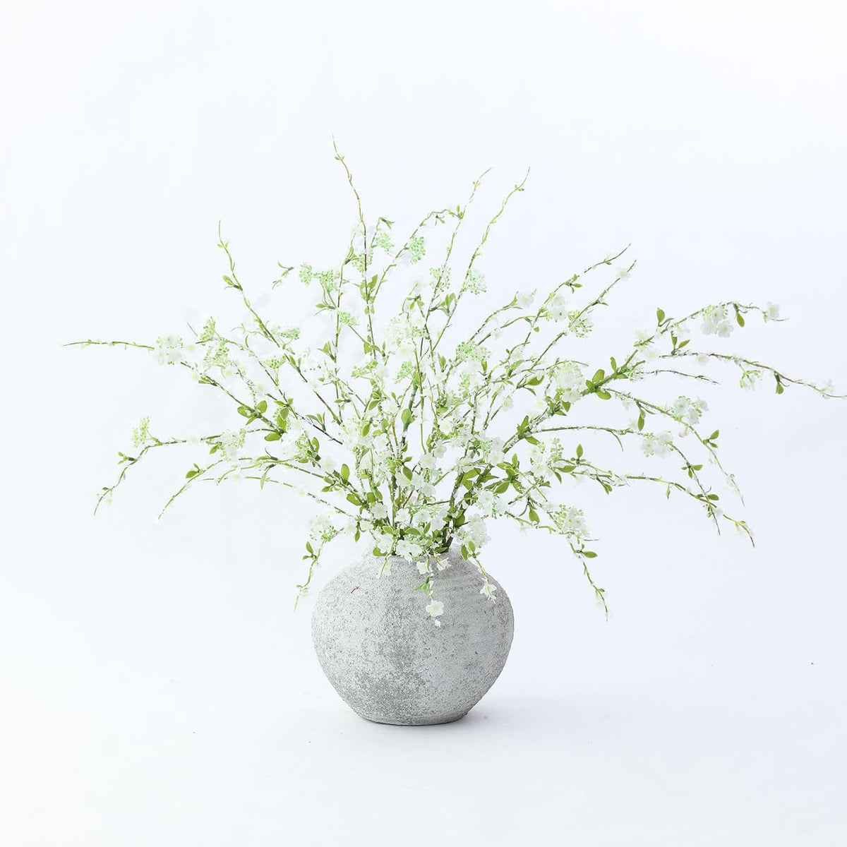 3Pcs 45" Artificial Cherry Blossom Branches White Fake Silk Cherry Blossoms Flowers With Long Stem For Wedding Decorations Table Centerpieces Vase Arrangement Home Decor (White)