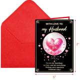 Happy Valentines Day Card For Husband From Wife Romantic Valentine'S Card Gift For Him Men With Envelope 5X7 Inch Heart Balloon Message Insde