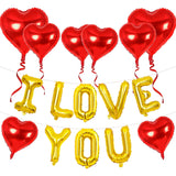Gold I Love You Balloons And Red Heart Balloons Valentine Party Decorations For Valentine Day Wedding Anniversary Engagement Romantic Decorations Special Night Party Supplies