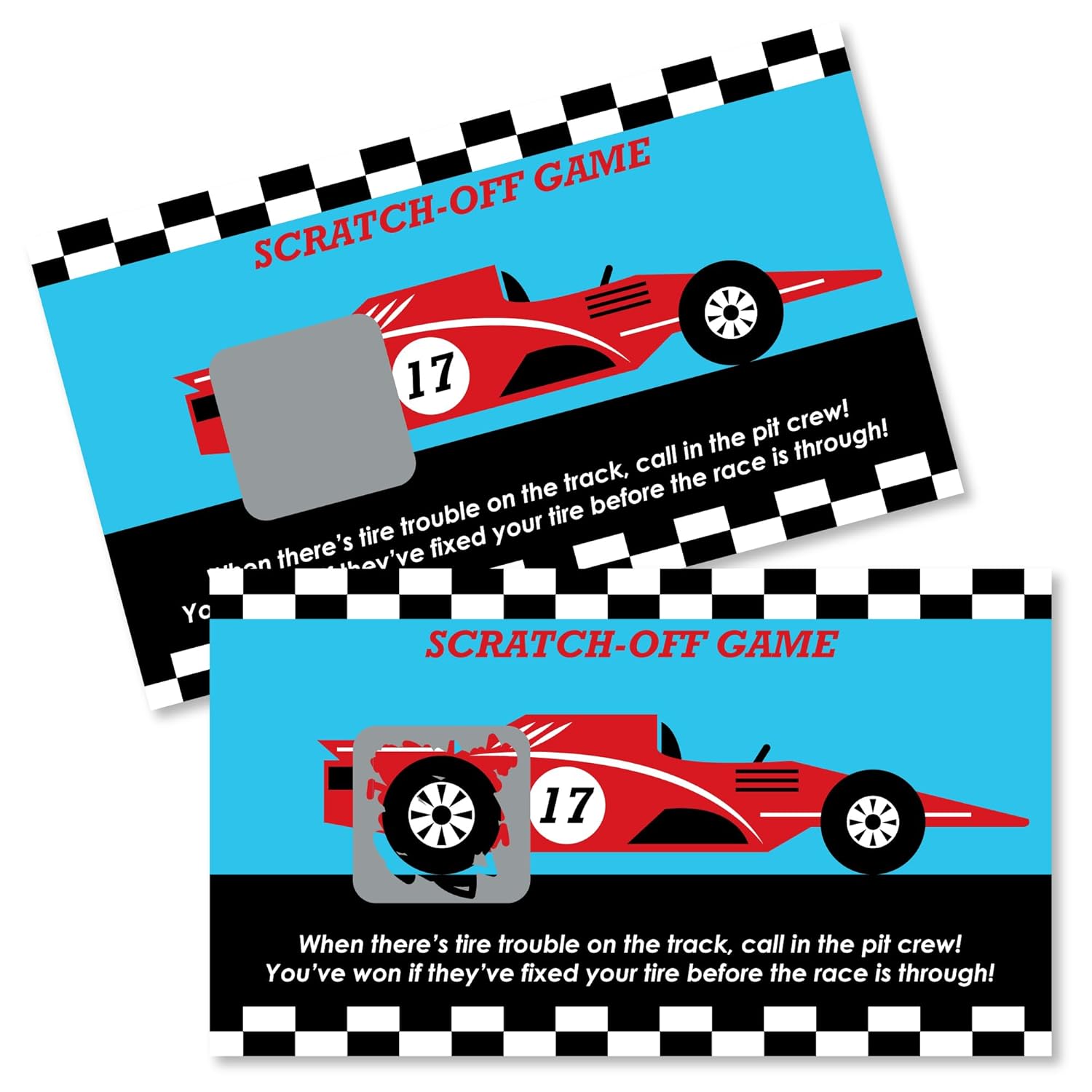 Big Dot of Happiness Let's Go Racing - Racecar - Baby Shower or Race Car Birthday Party Game Scratch Off Cards - 22 Count