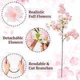 3 Pcs Cherry Blossom Branches,40 Inch Realistic Artificial Flowers Long Stem Spring Decorations For Tall Vase Home Wedding, Party Table Centerpiece Floral Arrangements Decor (Pink)