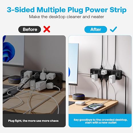 Heavy Duty Surge Protector Power Strip 20 Outlets USB Ports 6FT Extension Cord 15A