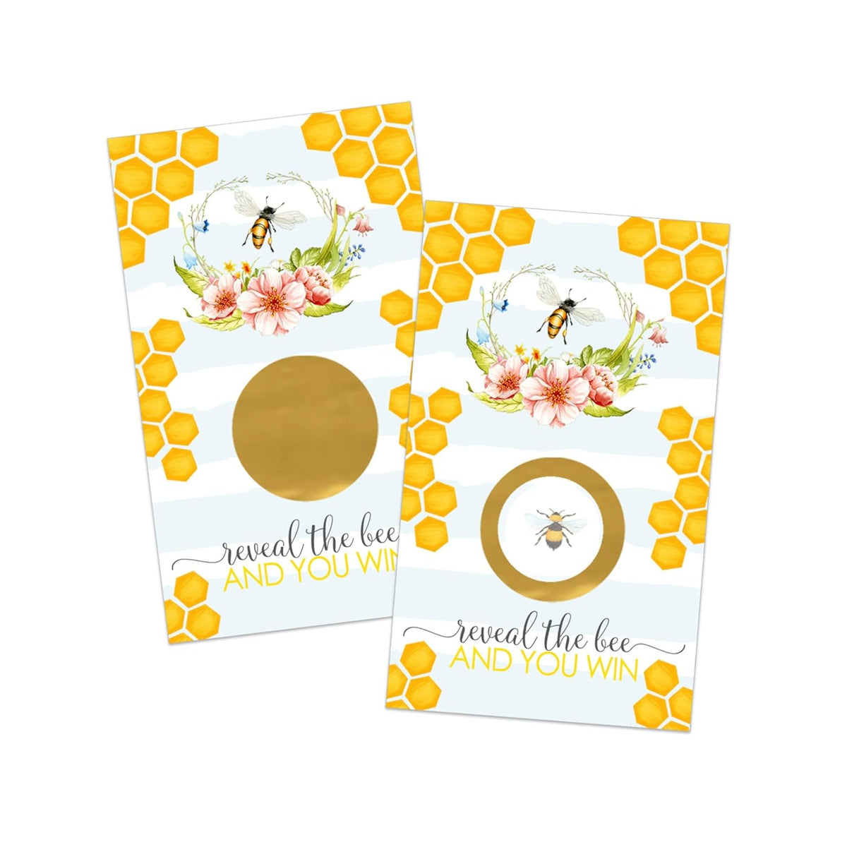 Bee Baby Shower Games Gender Neutral - 30 Pack - Scratch Off Raffle Game Cards - Fun Bridal Activities For Weddings & Engagement Parties - Bumblebee Boho Floral Theme