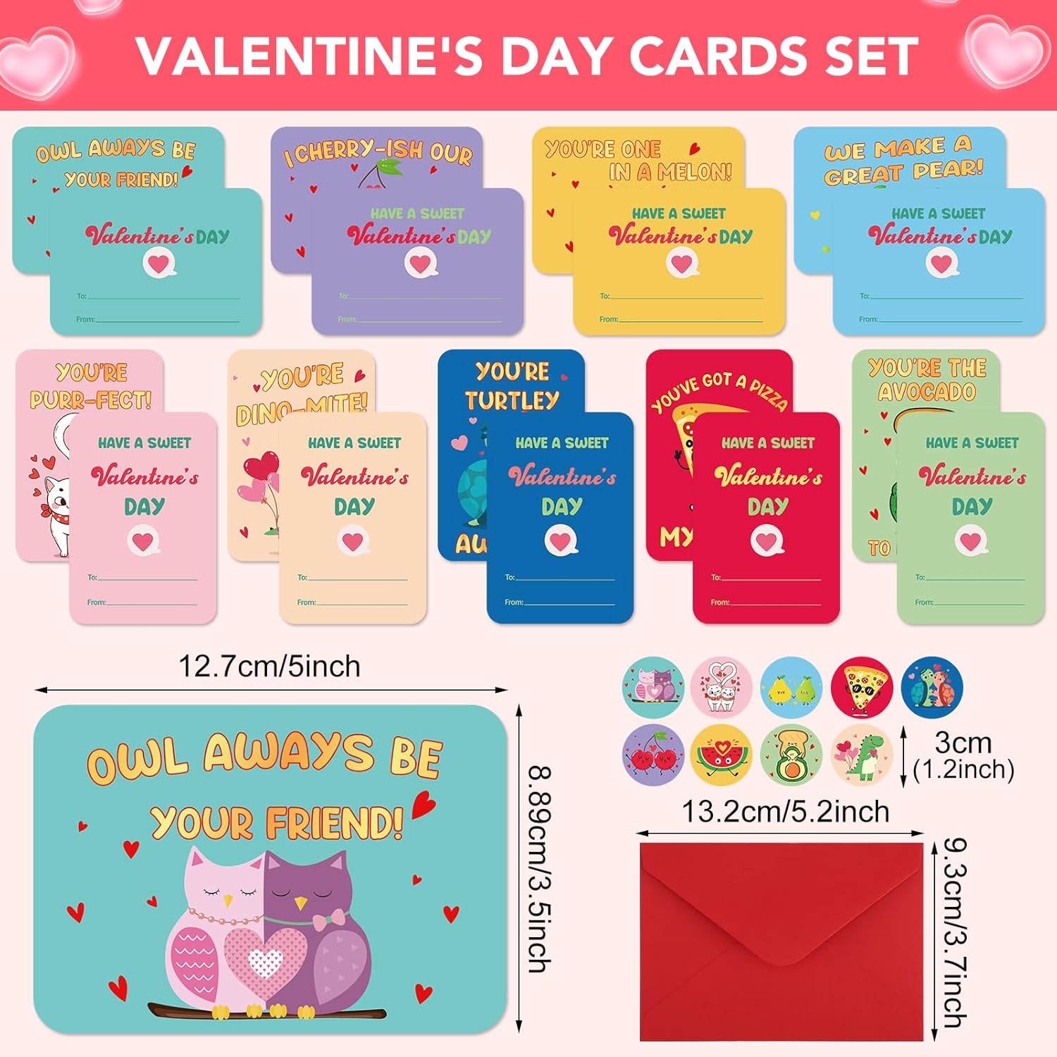 36 Pack Valentines Day Cards For Kids School, Funny Valentines Cards For Kids Classroom, 9 Assorted Designs Cartoon Valentine Card Set With Envelopes & Stickers For Boys Girls - 3.5 X 5 In