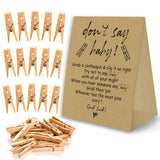 Don'T Say Baby Game For Baby Shower Clothespin Game, One 5X7 Kraft Sign And 50 Natural Clothespins, Minimal Style, Gender Neutral -Ndsbb06