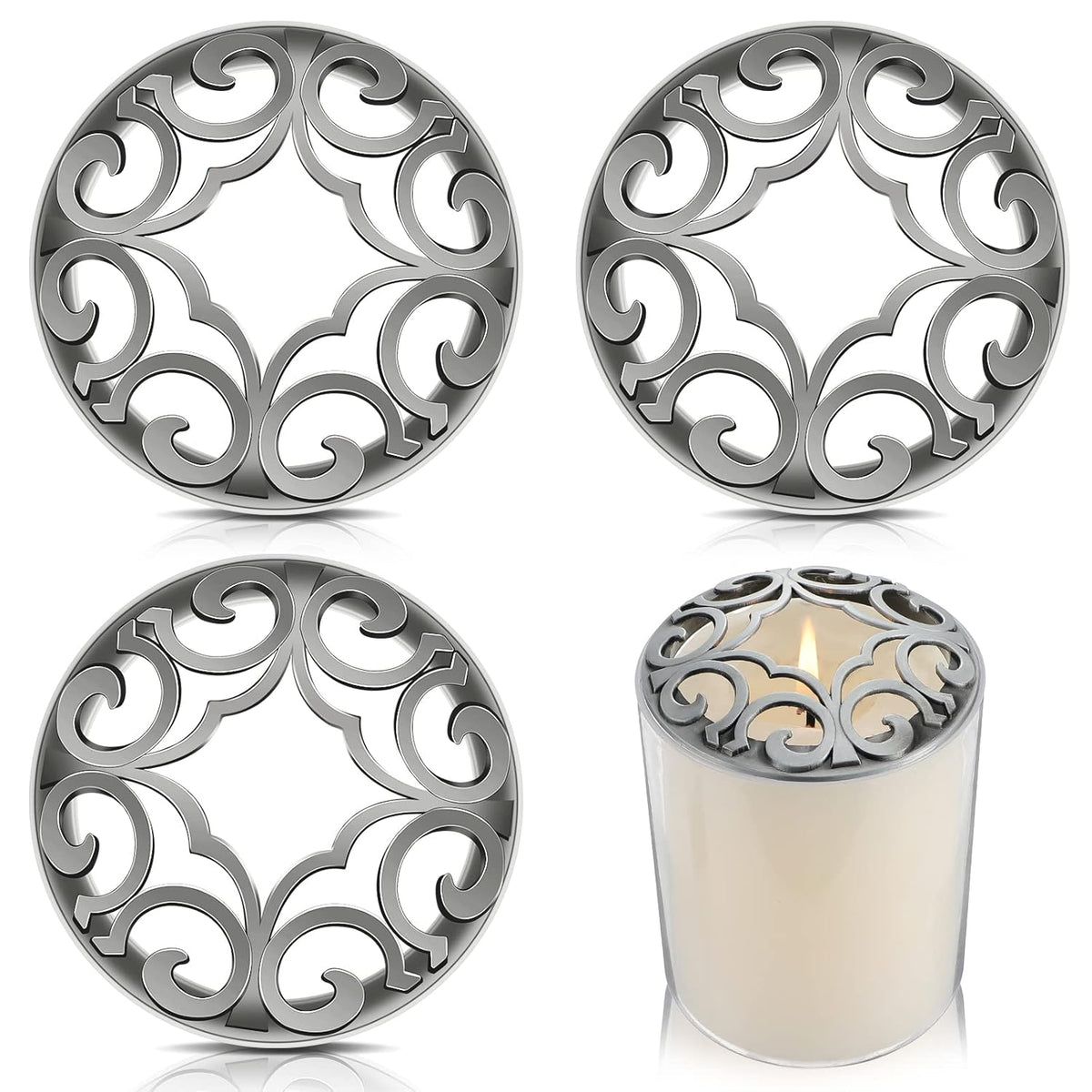 4 Pcs Candle Toppers To Burn Evenly Silver Jar Lid Scented Candles Accessories Gifts For Woman Supplies