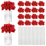 20-Pack Silk Hydrangea Flowers, Artificial Flowers Heads With 20Pcs Stems, Full Hydrangea Flowers For Home Decor/Wedding/Christmas/Diy/Party/Garden [Red]
