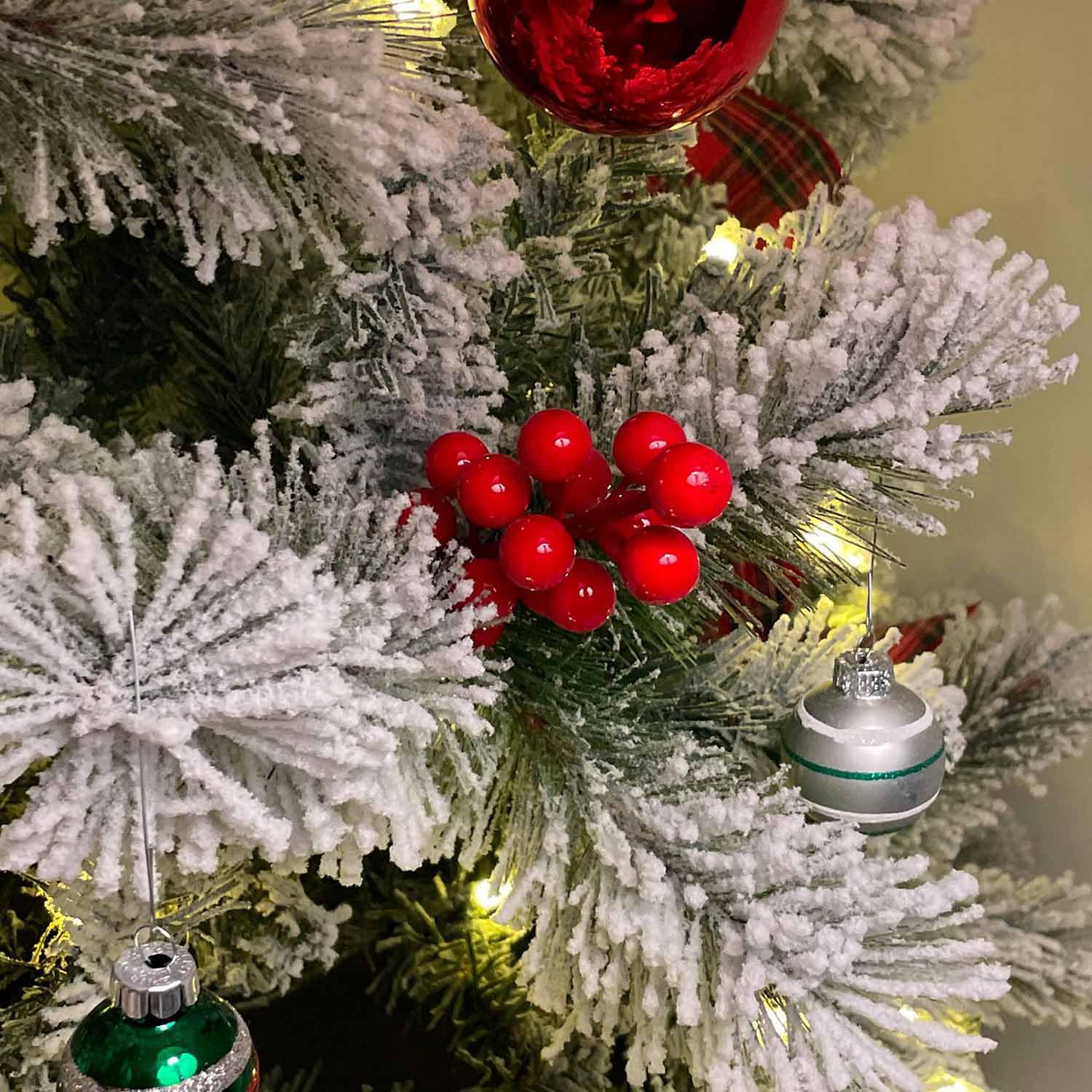 30 Pack Red Berry Stems, Artificial Holly Berries For Christmas Tree Picks Decorations Flower Wreath Diy Crafts Holiday And Home Decor