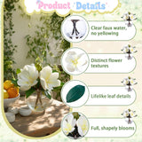 Artificial Flowers With Vase Fake Water White Magnolia Fake Flowers In Glass Vase For Home Bathroom Office Table Shelf Decoration
