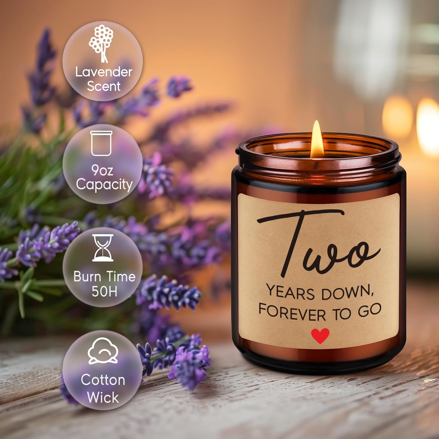 2 Year Anniversary Candle Gifts For Him Her Boyfriend Gf Wife Husband - Cotton 2Nd Anniversary Couple Gifts Ideas - Two Year Wedding Anniv. Presents For Couples, Happy Second Anniv.
