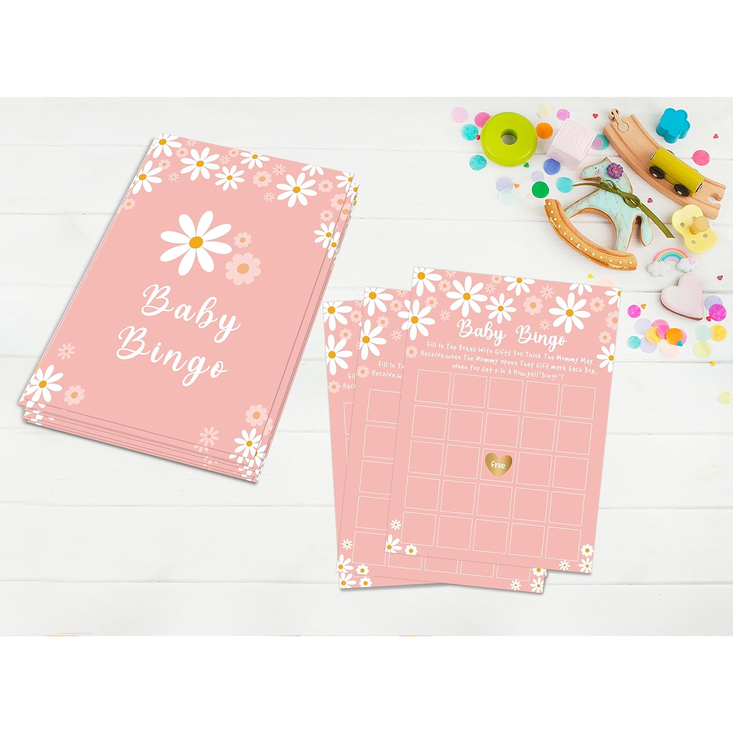 Baby Shower Bingo Game, Boho Daisy Baby Shower Game, Baby Shower Decorations, Gender Reveal Party Supplies, Set Of 30 Game Cards - Yx11