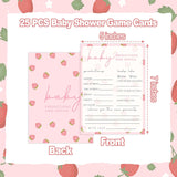 Baby Shower Games For Girl, Strawberry Baby Predictions And Advice, 25 Double-Sided Hilarious Games For Gender Reveal Party Decorations Supplies Announcement - E02