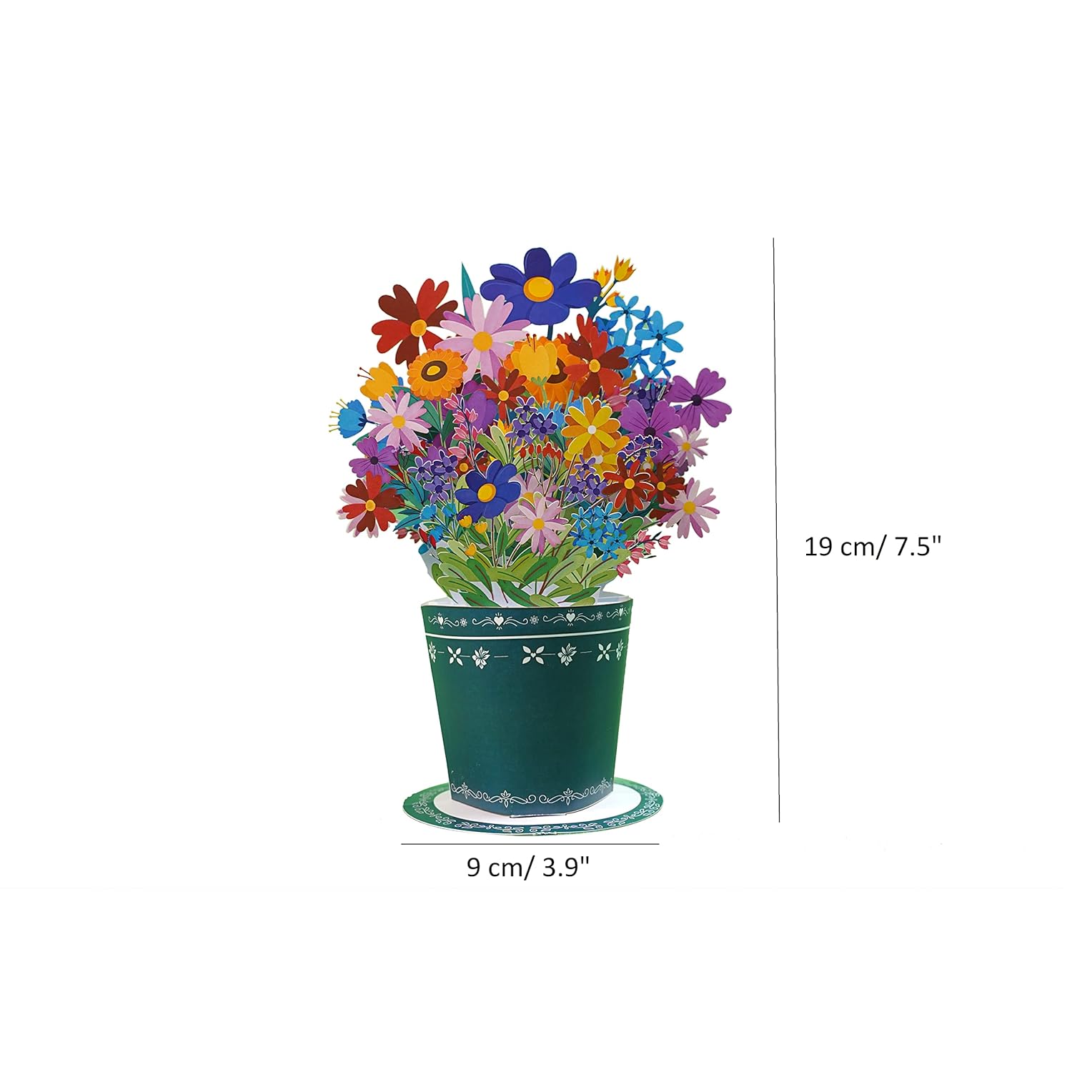 3D Pop Up Flower Bouquet Greeting Card – Handmade Wildflowers In Green Vase, Unique Floral Gift For Birthday, Mother’S Day, Anniversary & Special Occasions