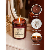 Soy Candle Gifts For Women & Men - 7Oz Brown Scented Candle,50-Hour Burn Time,Aromatherapy Jar For Home Decor,Relaxing Ambiance In Bedroom & Office(Saffron Sandalwood)