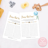 Blue Balloon Name That Tune Game, Pack Of 30 Game Cards, Baby Shower Game, Gender Neutral Boy Or Girl, Fun Baby Game And Activity - Gn42