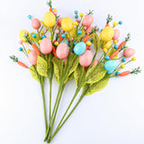 Easter Decorations, 6 Pcs Easter Stems With Eggs Carrots And Berries, Artificial Flower Arrangement For Spring Decor, Egg Picks Centerpieces For Table