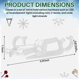 100 Pcs Christmas Multi-Directional Gutter Light Clips Plastic Shingle Roof Clips With Four Locking Positions Fits C7 C9, Icicle, Rope Miniature String Light For Christmas Outdoor Decor
