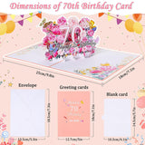 70Th Birthday Card For Women, 70Th Birthday Gift Greeting Card For Her, Mom, Wife, Grandma Flower Popup Happy Birthday Card With Blank Note And Envelope