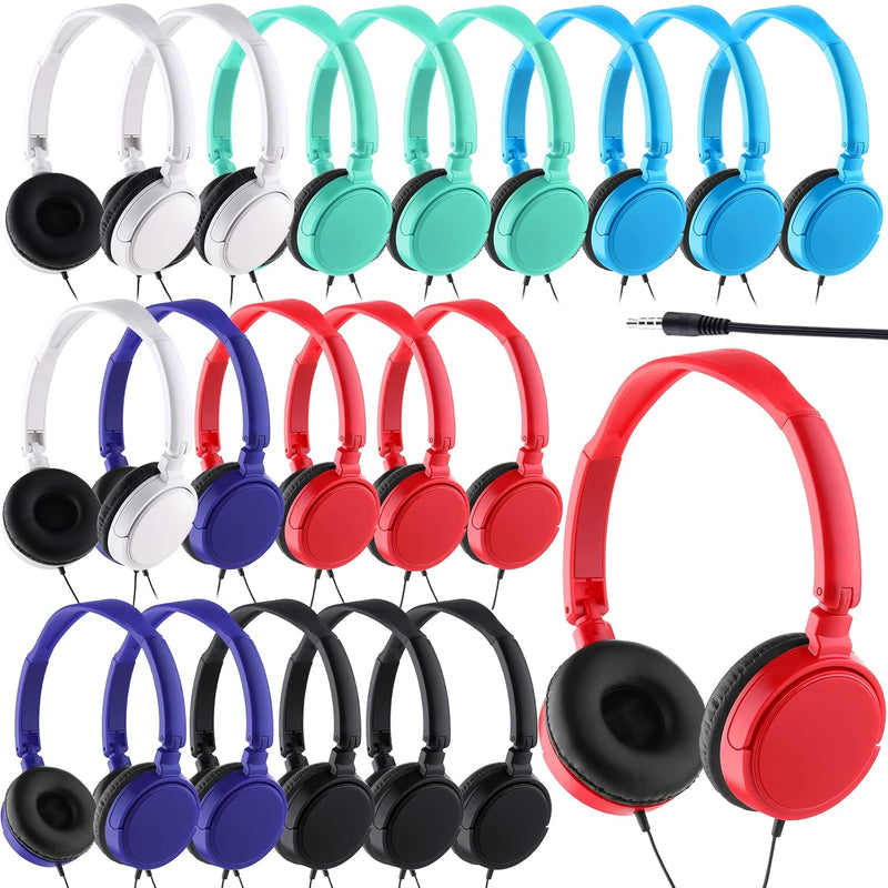 18 Pack Classroom Headphones Bulk Student Headphones Wired Class Headphones Se