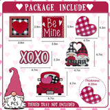 Valentine’S Day Tiered Tray Decor, Farmhouse Tray Decorations Indoor, Buffalo Plaid Gnome Couple Love Heart Truck Wooden Signs, Rustic Valentine Decor For Home Table Wedding Party