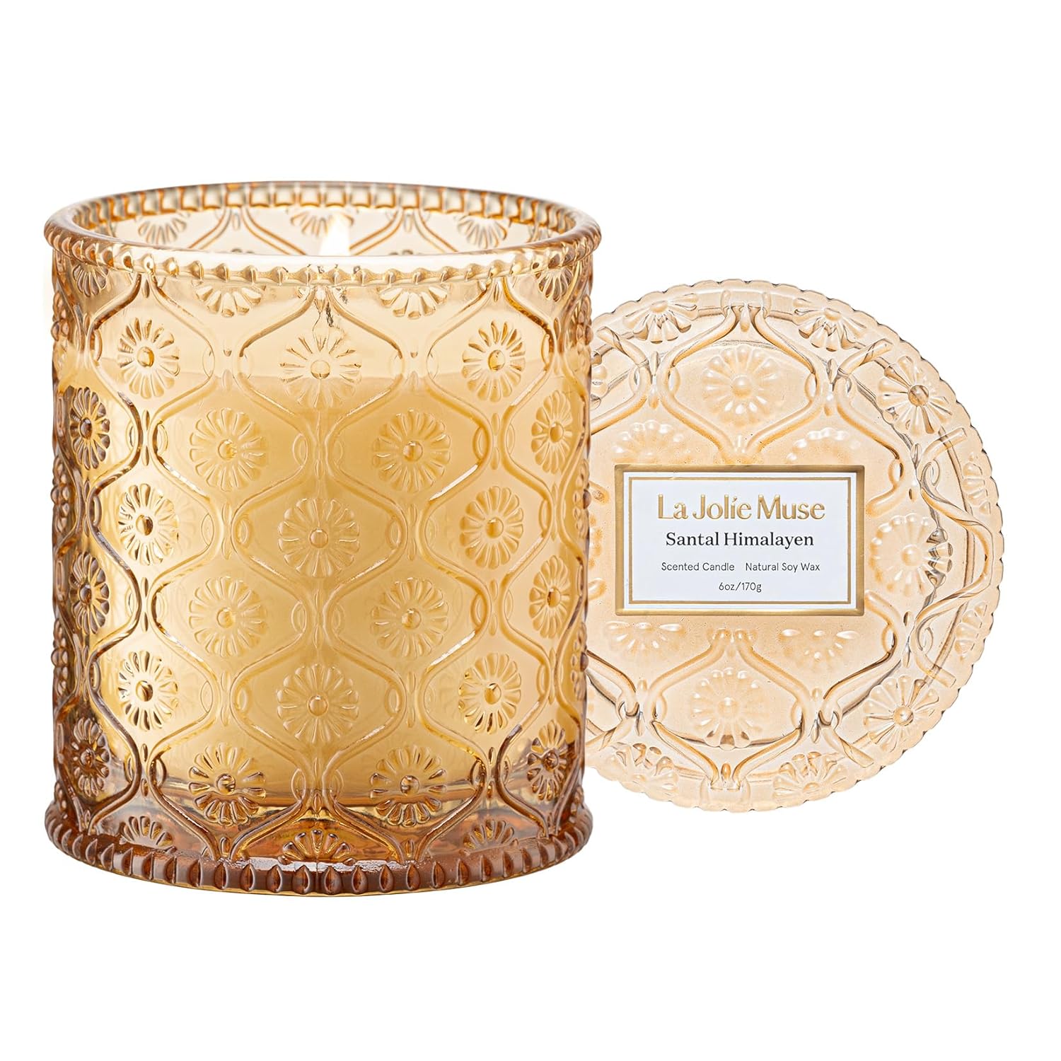 Amber And Sandalwood Scented Candle | Santal Himalayen Candle | 6Oz Luxury Soy Candle | Clean Burn & Long-Lasting | Gift-Ready For Hosts & Gatherings | Elegant Home Décor