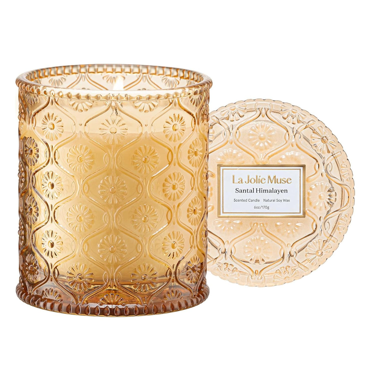 Amber And Sandalwood Scented Candle | Santal Himalayen Candle | 6Oz Luxury Soy Candle | Clean Burn & Long-Lasting | Gift-Ready For Hosts & Gatherings | Elegant Home Décor