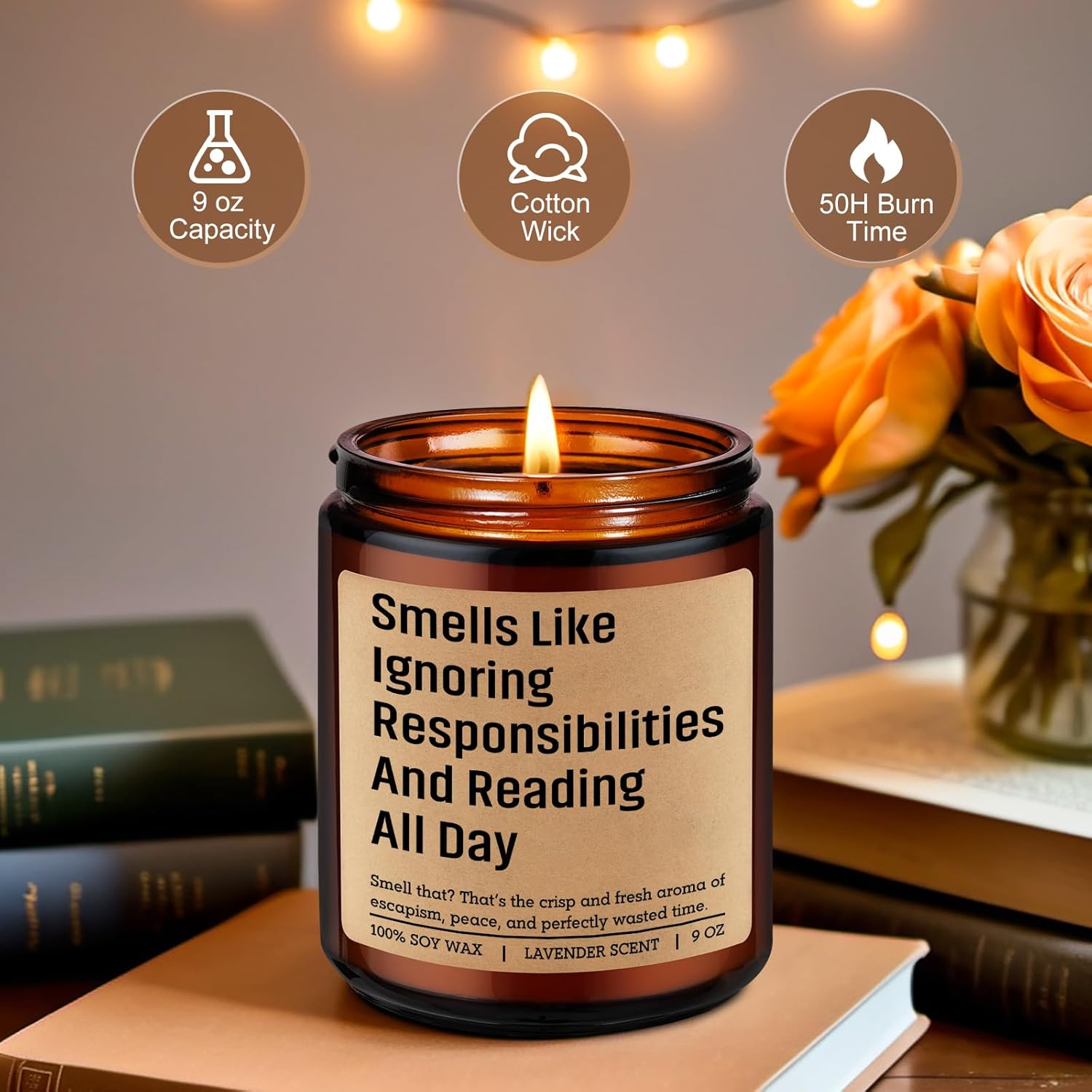 Scented Candle, Book Lover Gifts For Women, Men - Funny Bookish Gifts For Book Lovers, Readers - Cool Valentines Day, Birthday, Reading Themed Ideas For Bookworms, Reader, Librarian, Booklover