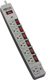 Surge Protector Power Strip 7 Outlets Individual Switches 6FT Extension Cord White
