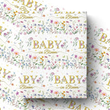 Floral Baby Shower Wrapping Paper Wildflower Newborn Gift Wrap Baby In Bloom Wrapping Paper With Butterfly Design For Kids Birthday Holiday Christmas Newborn Party Supplies, 17 Inch X 16.4 Feet