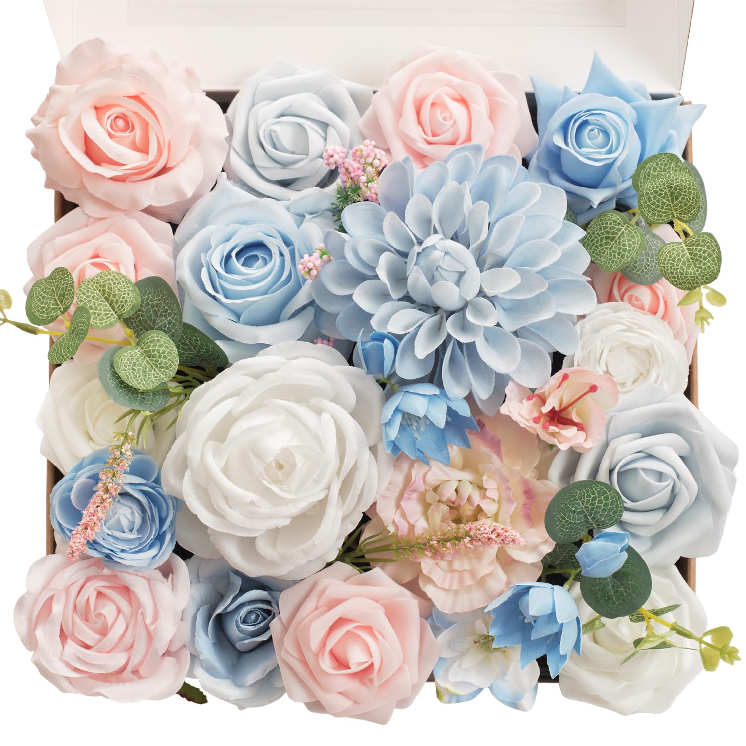 Artificial Flowers Baby Pink & Baby Blue Flower Combo For Diy Wedding Bouquets Table Centerpieces Arrangements Party Baby Shower Home Decorations