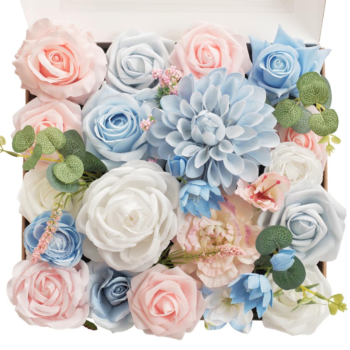 Artificial Flowers Baby Pink & Baby Blue Flower Combo For Diy Wedding Bouquets Table Centerpieces Arrangements Party Baby Shower Home Decorations